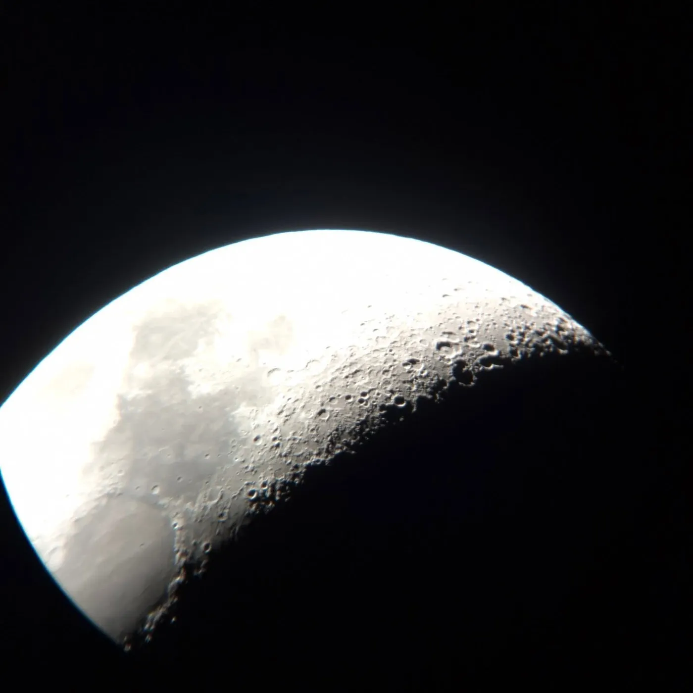 Close-up of lunar craters along the Moon terminator