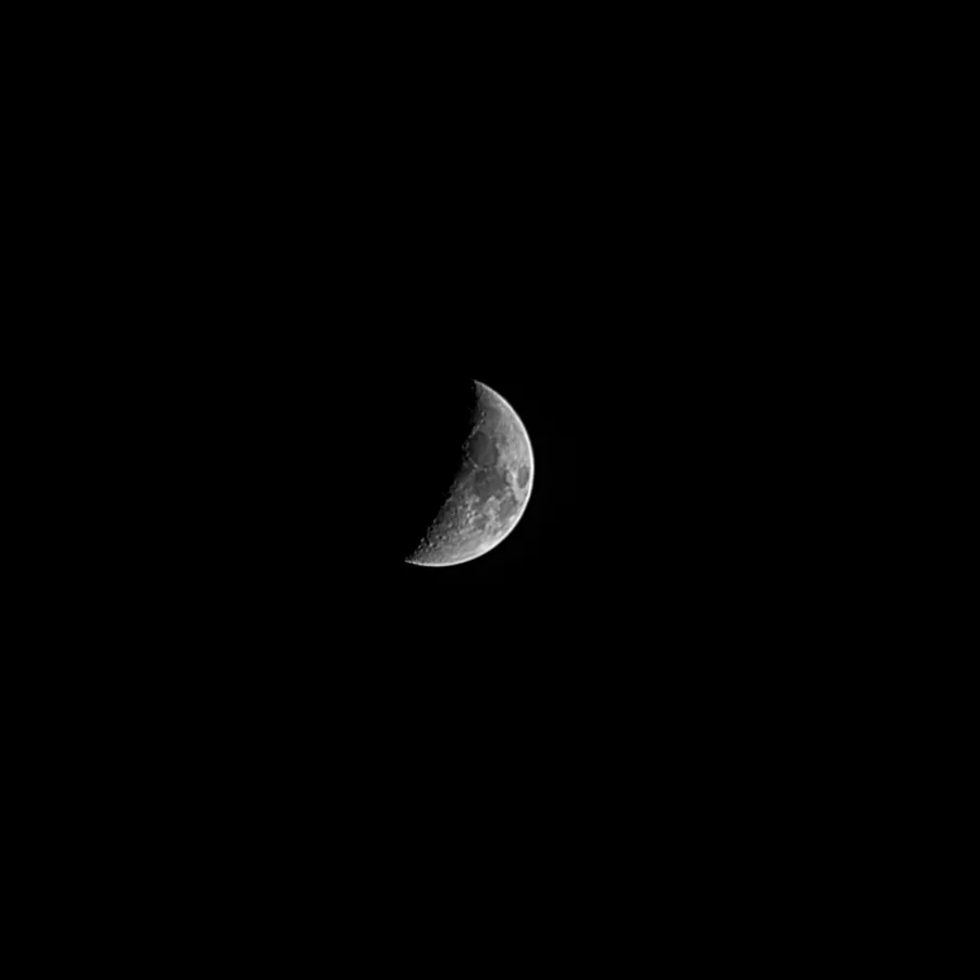 Waxing crescent Moon showing surface detail